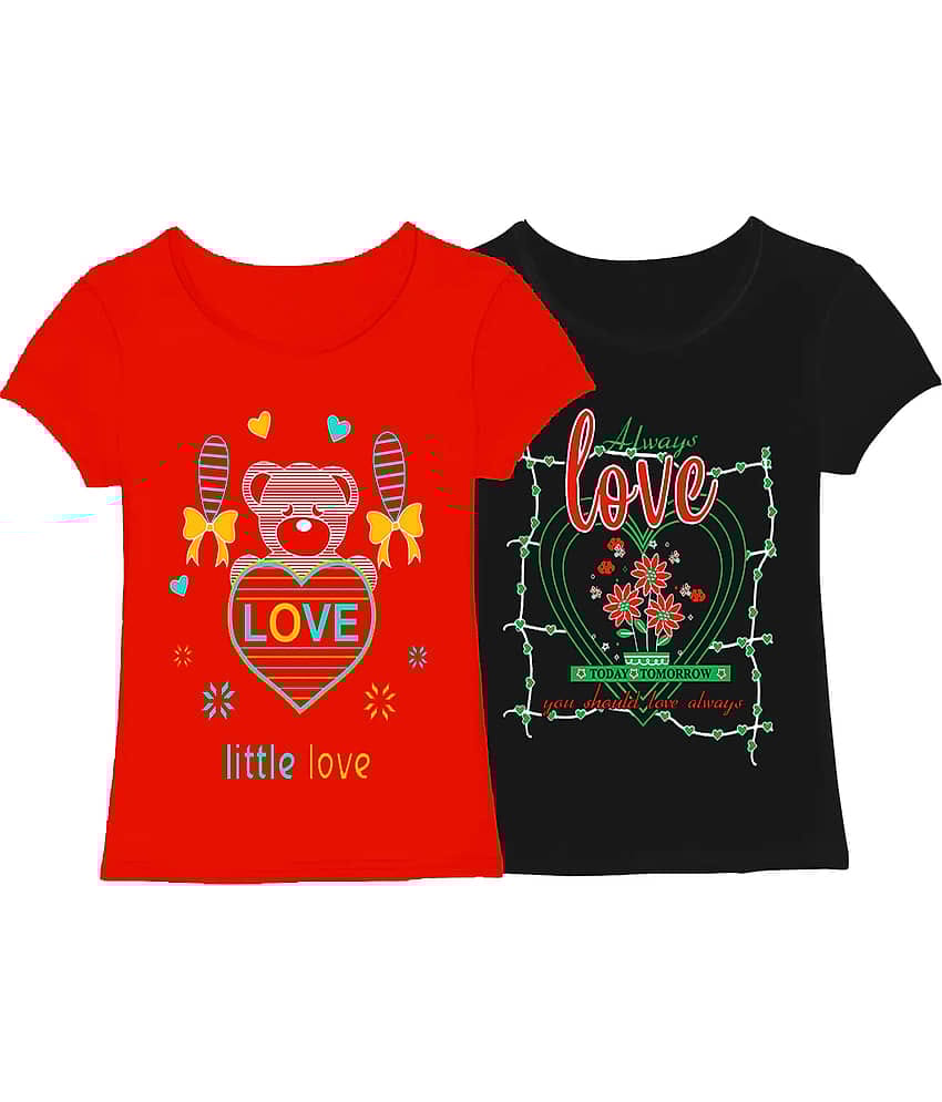 COOLTEES4U Pack of 2 Girls 100% Cotton T-Shirt ( Multicolor )