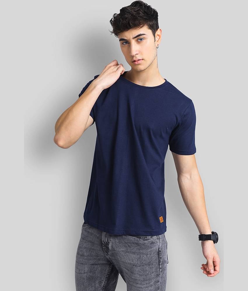 Paul Street Pack of 1 Cotton Blend Slim Fit Men's T-Shirt ( Navy Blue )