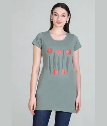 Zeffit Women Poly Cotton Printed Regular Fit Round Neck T-Shirt ( Dark Grey )