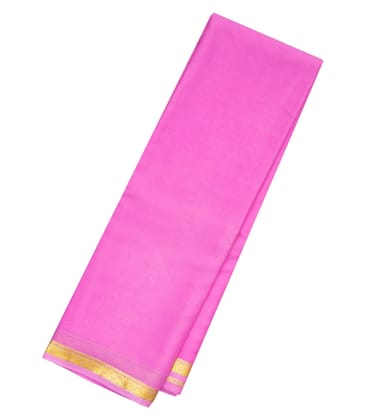 Candy Pink Mysore Silk Saree With Floral Zari Border-MS3021-Bubblegum Pink