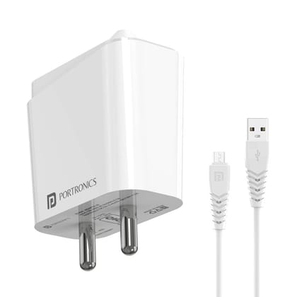 Portronics Adapto 41 M Single USB Port with 12W Charger White