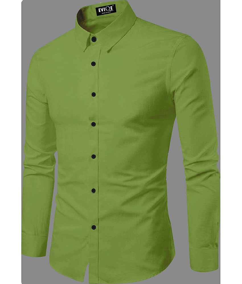 Eviqe Cotton Blend Regular Fit Full Sleeves Men's Formal Shirt - Green ( Pack of 1 )