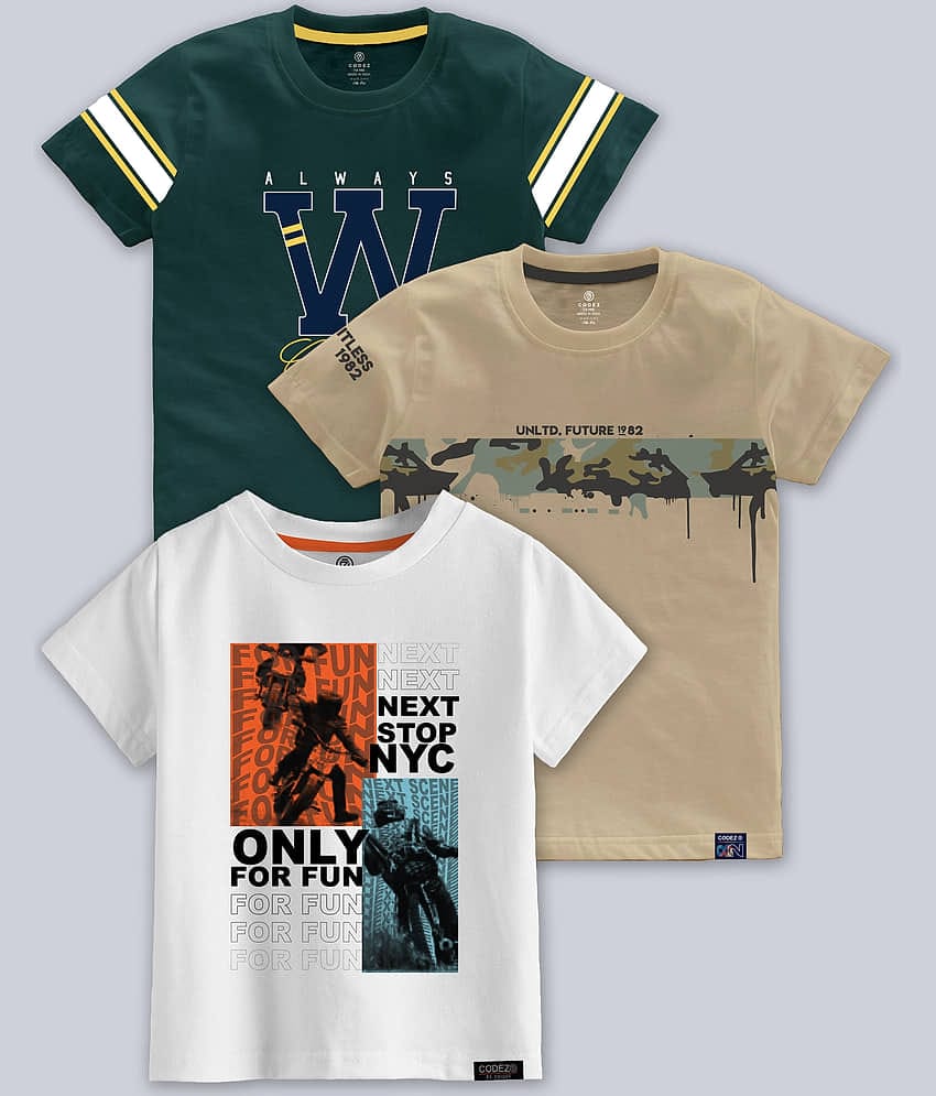 CODEZ Pack of 3 Boys Cotton Blend T-Shirt ( Multicolor )