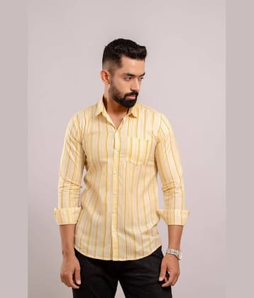 Frionkandy 100% Cotton Regular Fit Striped Full Sleeves Men's Casual Shirt - Yellow ( Pack of 1 )