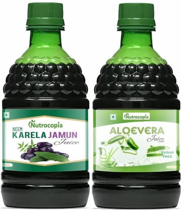 NUTROCOPIA Neem Karela Jamun & Aloevera Juice For Diabetic Care Pack of 2 of 400 ML(800 ML)