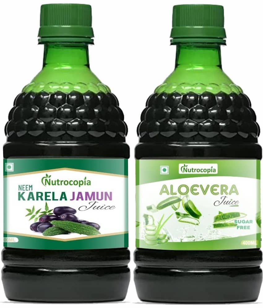 NUTROCOPIA Neem Karela Jamun & Aloevera Juice For Diabetic Care Pack of 2 of 400 ML(800 ML)