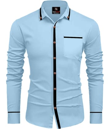 MAN'S SUITUP Cotton Blend Regular Fit Solids Full Sleeves Men's Casual Shirt - Blue ( Pack of 1 )