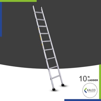 Wall Supporting Straight Aluminium Ladder, Flat Steps, (Model: K-7002, Height: 10ft in Light)
