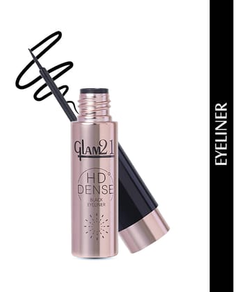 Glam21 HD Dense Eyeliner Shiny Finish Highly Pigmented Smudge Proof Stays Up To 12 hrs 6ml Black