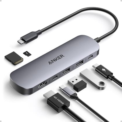 Anker USB C Hub, 7-in-1 Multi-Port USB Adapter for Laptops, 4K@60Hz USB C to HDMI Splitter, 85W Max Power Delivery, 3xUSBA & C 3.0 Data Ports, SD/TF Card, for Type C Devices (Charger Not Included) Anker USB C Hub, 7-in-1 Multi-Port USB Adapter for Laptop