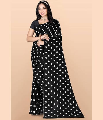LEELAVATI Georgette Printed Saree With Unstitched Blouse Piece ( Black )