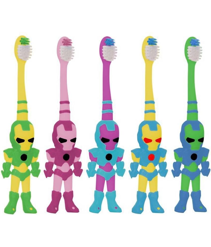 Buddsbuddy Combo Of 6 Robo Kids Tooth Brush BB3013, 6 Pcs, Multi Color