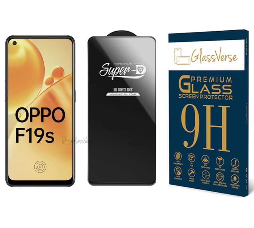 GlassVerse SuperD Oleophobic Tempered Glass For Oppo F19s (PACK OF 1) with Free Installation Kit Full screen Coverage Free Replacement If Received Damaged - 6.43 inch GlassVerse SuperD Oleophobic Tempered Glass For Oppo F19s (PACK OF 1) with Free Install