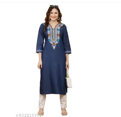 Stylish Denim Embroidered Premium Kurti