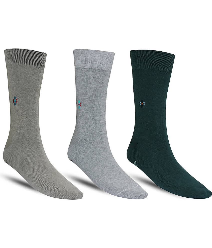 Dollar - Cotton Men's Self Design Multicolor Full Length Socks ( Pack of 3 )