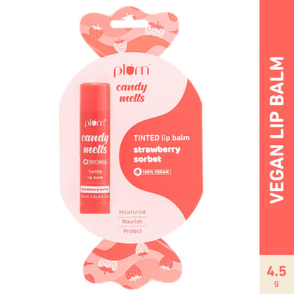 Plum Candy Melts Strawberry Sorbet Tinted Lip Balm | Moisturizes & Nourishes | Hydrates Dry & Chapped Lips | 100% Vegan | 4.5g Plum Candy Melts Strawberry Sorbet Tinted Lip Balm | Moisturizes & Nourishes | Hydrates Dry & Chapped Lips | 100% Vegan | 4.5g 