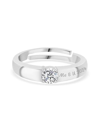 1 Carat Solitaire Adjustable Silver Ring For Men-Adjustable