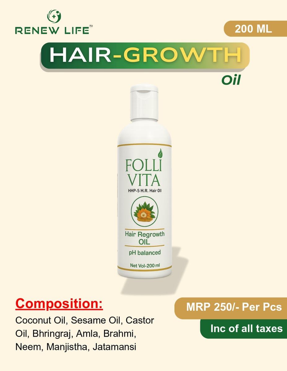Renew Life Folli Vita Hair Growth Oil (200ml) | Herbal Hair Regrowth Formula | Hair Care
