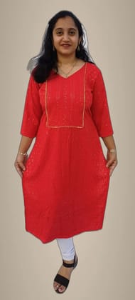 Mom And Me Rayon Chikankari Kurta (2XL) | Soft Breathable Fabric | Ethnic Party