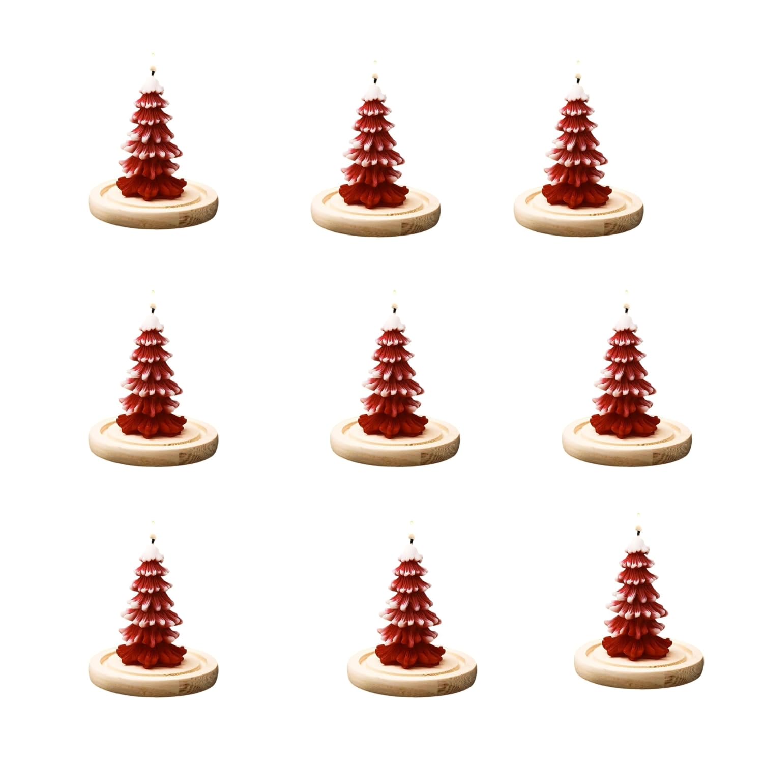 SS Enterprise Organic Soy Wax Christmas Tree Pillar Candles for Decor, Scented Aromatic Fragrance Candles, Smoke-Free, Xmas Decoration Accessories, (Pack of 9)