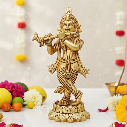 Brass Showpiece Krishna Ji Statue (BSMAS1263 K)