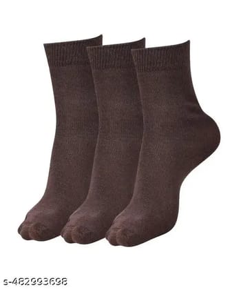 Coffee plain formal Lycra cotton socks/school socks - Pack of 3 (13+Year)