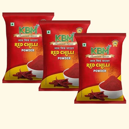 KBM Premium Spices Red Chilli Powder, 100 gm - Pack of 3 Pouch