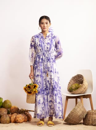 Rue Dress (Blue and White)-XS