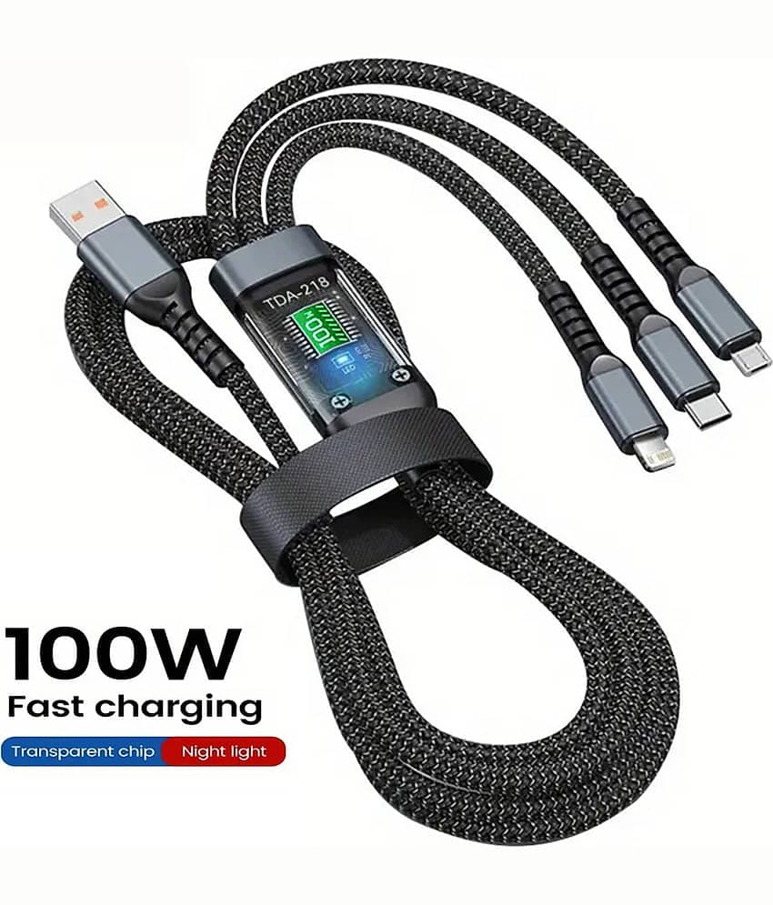 Retailstore 1.5m Data Cables 3_in1 100W Fast Charging - Black