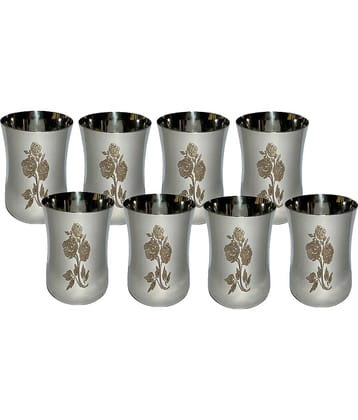 A & H ENTERPRISES - Daily Use Water Steel Glasses Set 300 ml ( Pack of 8 )