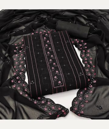 Rangtulika Ethnics Unstitched Georgette Applique Dress Material - Black ( Pack of 1 )