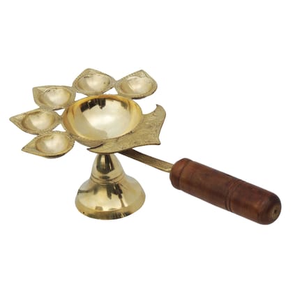 Brass Wooden Panch Arti No. 5 (FMAS649 F)