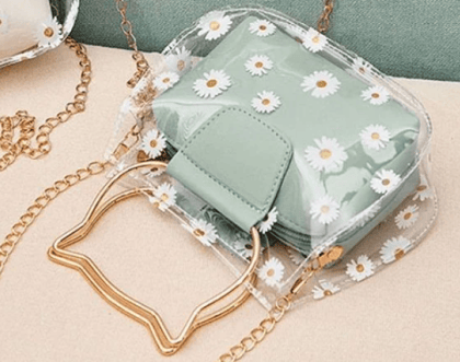 Handle Cat Shape Handle Handbags Metal Daisy Mini Crossbody Bags Girls