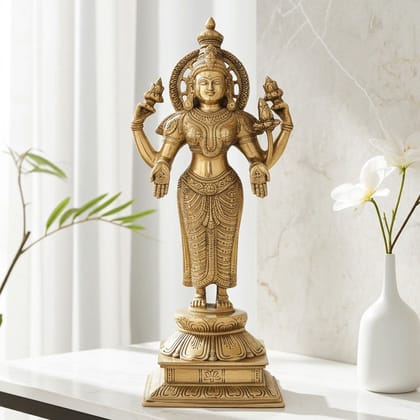 Laxmi Ji Statue With Handwork Brass Antique Finish Decorative Showpiece (BSMAS985 L)