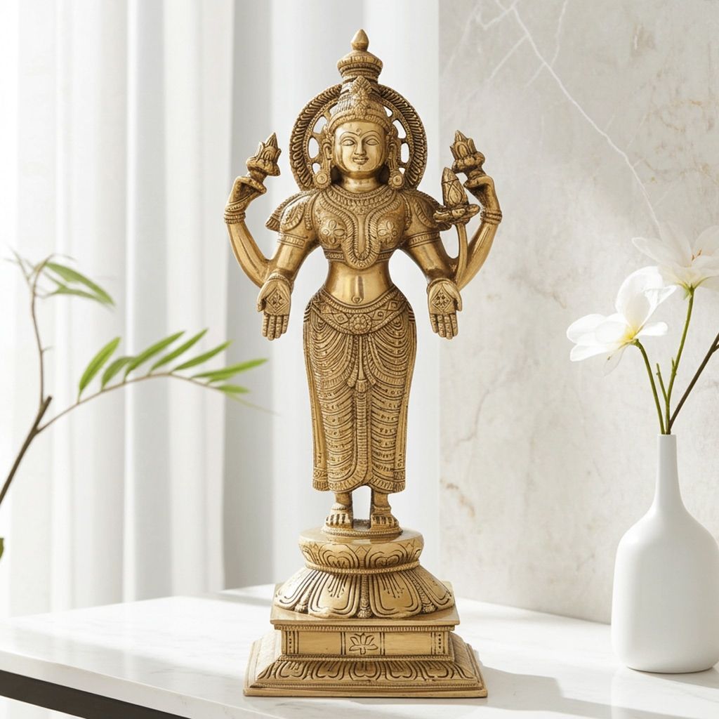 Laxmi Ji Statue With Handwork Brass Antique Finish Decorative Showpiece (BSMAS985 L)
