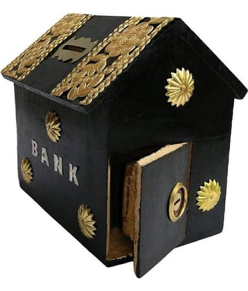 SWH - Wood Brown Piggy Bank ( Pack of 1 )