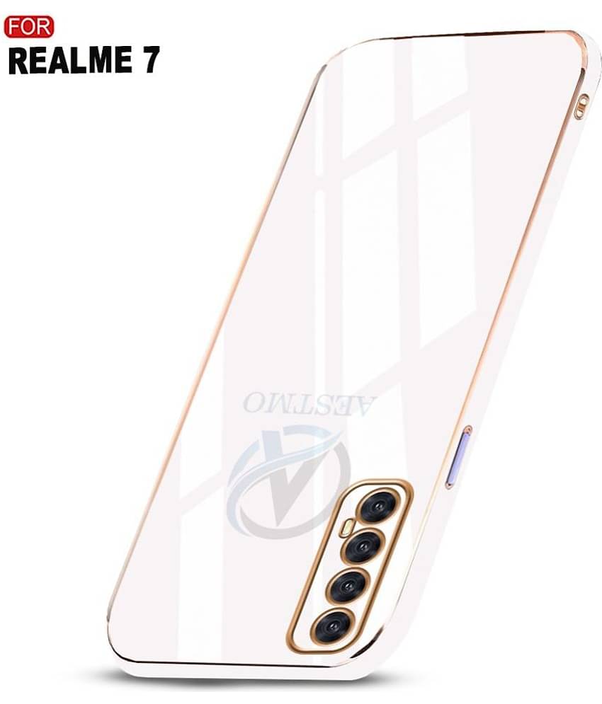 AESTMO - White Silicon Plain Cases Compatible For Realme 7 ( Pack of 1 )