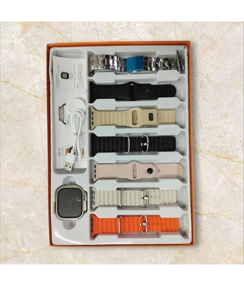 QItmirMKT Ultra Smartwatch with 7 Straps Calling Bluetooth Fitness