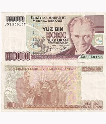 Turkey 100 000 Lira  President Mustafa Kemal Atatürk rare note