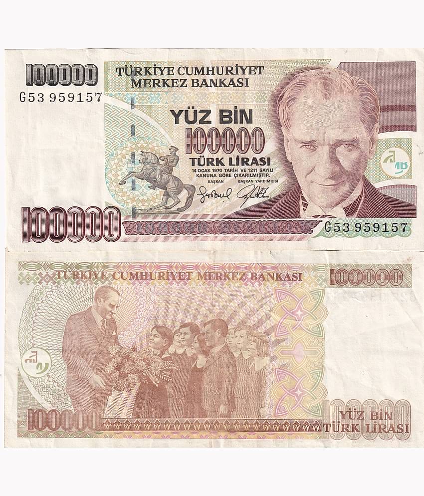 Turkey 100 000 Lira  President Mustafa Kemal Atatürk rare note