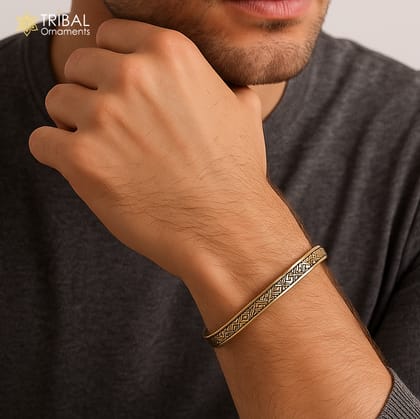 Virasat style 925 pure silver cuff kada bangle men's jewelry cuff250