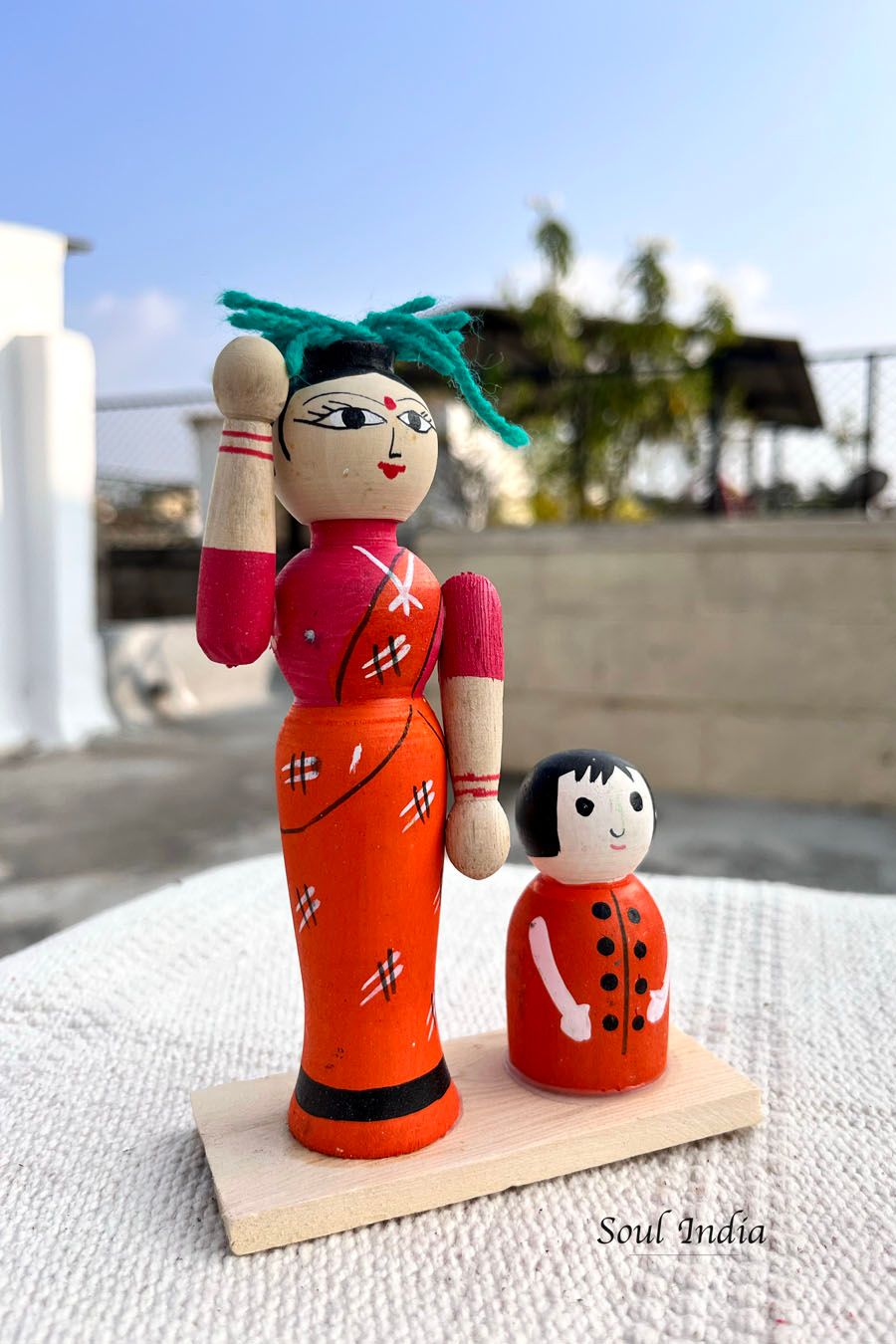Handcrafted GI TAGGED Channapatna Wooden Mother & Child