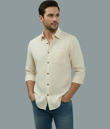 UNI VIBE Cotton Blend Slim Fit Full Sleeves Men's Formal Shirt - Beige ( Pack of 1 )