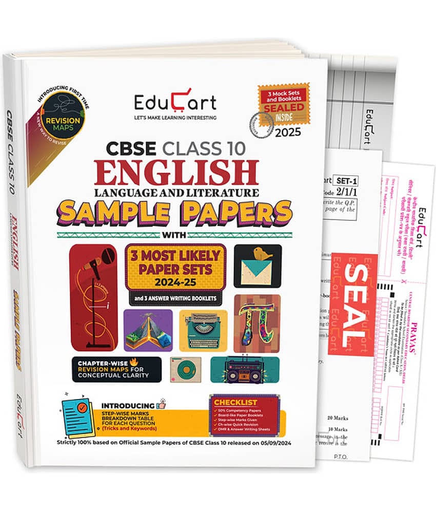 Educart CBSE English Language and Literature Class 10 Sample Papers 2024-25 (With exclusive CBSE Mock Booklets for 2025 Exam)
