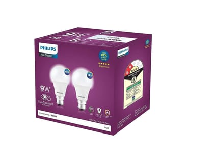 Philips 9-Watts Multipack B22 LED Cool Day White LED Bulb, Pack of 2, (Ace Saver)