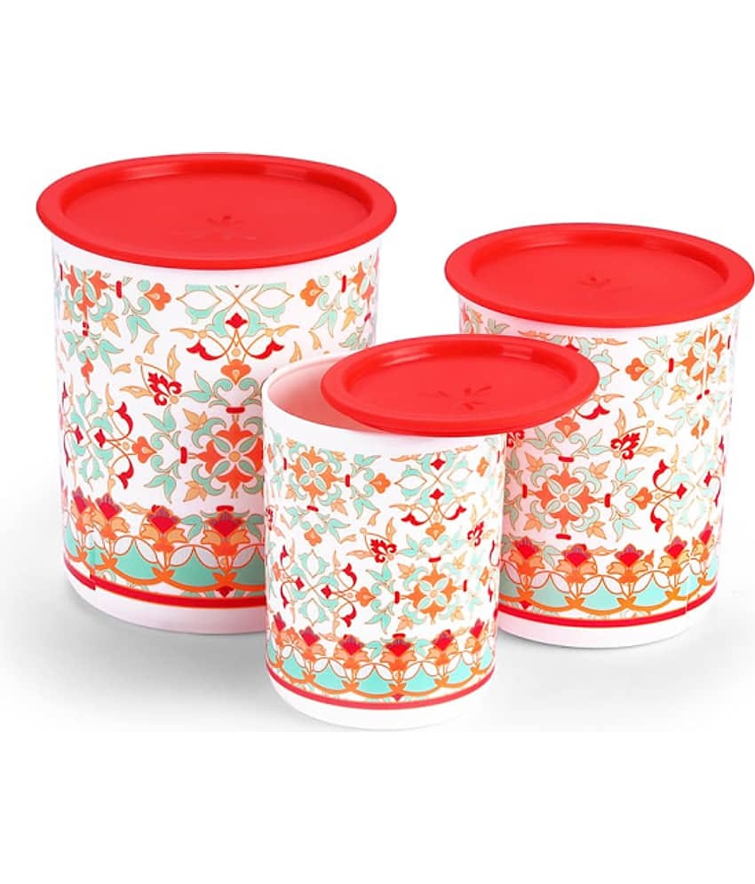 Oliveware Plastic Red Dal Container ( Set of 3 )