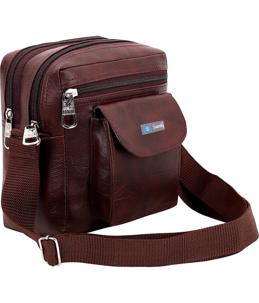 Swanky Leather Brown Sling Bag