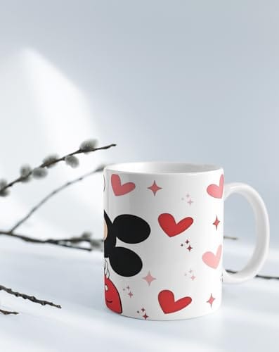 The Magical Gifts Mickey and Minnie Theme Love Mug Cute Cartoon Couple Ceramic Coffee Mug Romantic Gift for Boyfriend Girlfriend Anniversary Birthday Valentine Decor