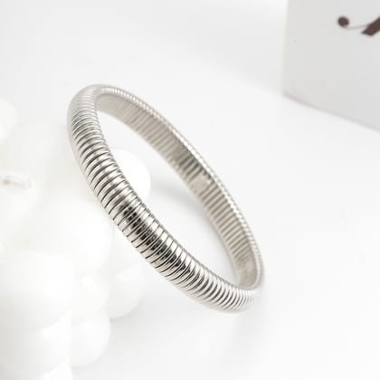 Cobra Snake 12mm 18K Gold Anti Tarnish Stainless Steel Stretchable Bracelet for Women-SILVER