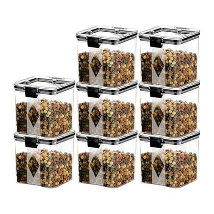 Plastic Kitchen Containers Set, Air Tight Container For Kitchen Storage Set, Kitchen Accessories Items, Kitchen Organizer Items And Storage Containers (Transparent, 700 ML Set Of 8)